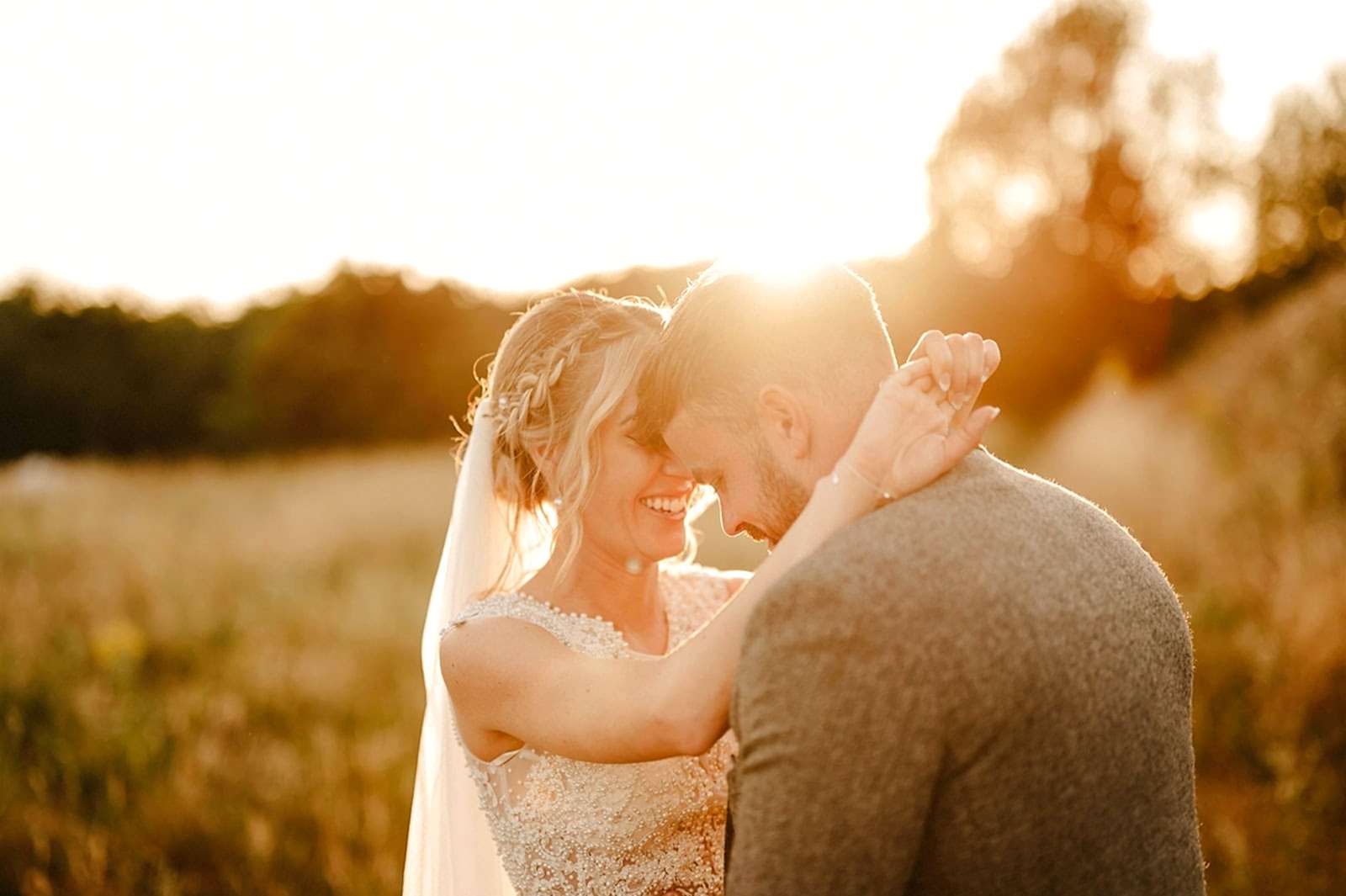 Couple posing during golden hour